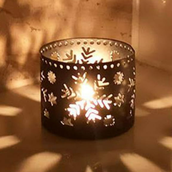 SOPOTUTU Iron Christmas Candle Holder White with Snowflake Design for Party Decor