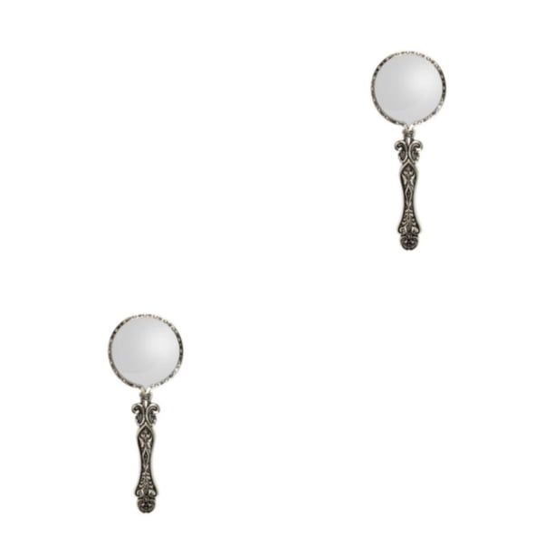 Speravity Lupa de estilo Vintage, lupas de costura, lente de lupa de alta definición, inspección de lectura, mango de Metal Retro Plata antigua 2piezas