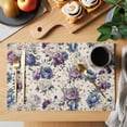 thumbnail image 2 of Farmhouse Flowers Placemats Set of 12 Botanical Purple Blue Floral Plants Place Mats Indoor Wipeable Table Mats Washable Cloth Dining Table Placemats for Kitchen Holiday Party Home Decor 13x19 Inch, 2 of 9