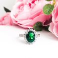 thumbnail image 2 of HeartsAndYou 4ct Oval Natural Emerald Moissanite Accent Floral Ring 100% 14k SOLID White Gold, 2 of 8