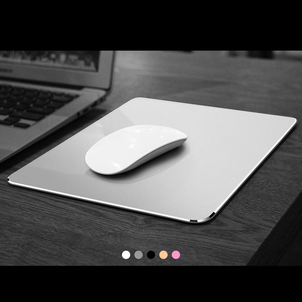 EXHUMKY 1Set Aluminum Alloy Mouse Pad Silver Rectangular for Home Use Office Work Gaming 11.8x6.7x0.1in