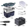 thumbnail image 3 of Hgehaz Cooking Utensils Electric Food Warmer 3in1 1.8L Portable Food Warmer 60W 12V 24V 220V Electric Lunch Box Stainless Steel With Fork Spoon Bag For Car Truck And Office Steel, 3 of 9