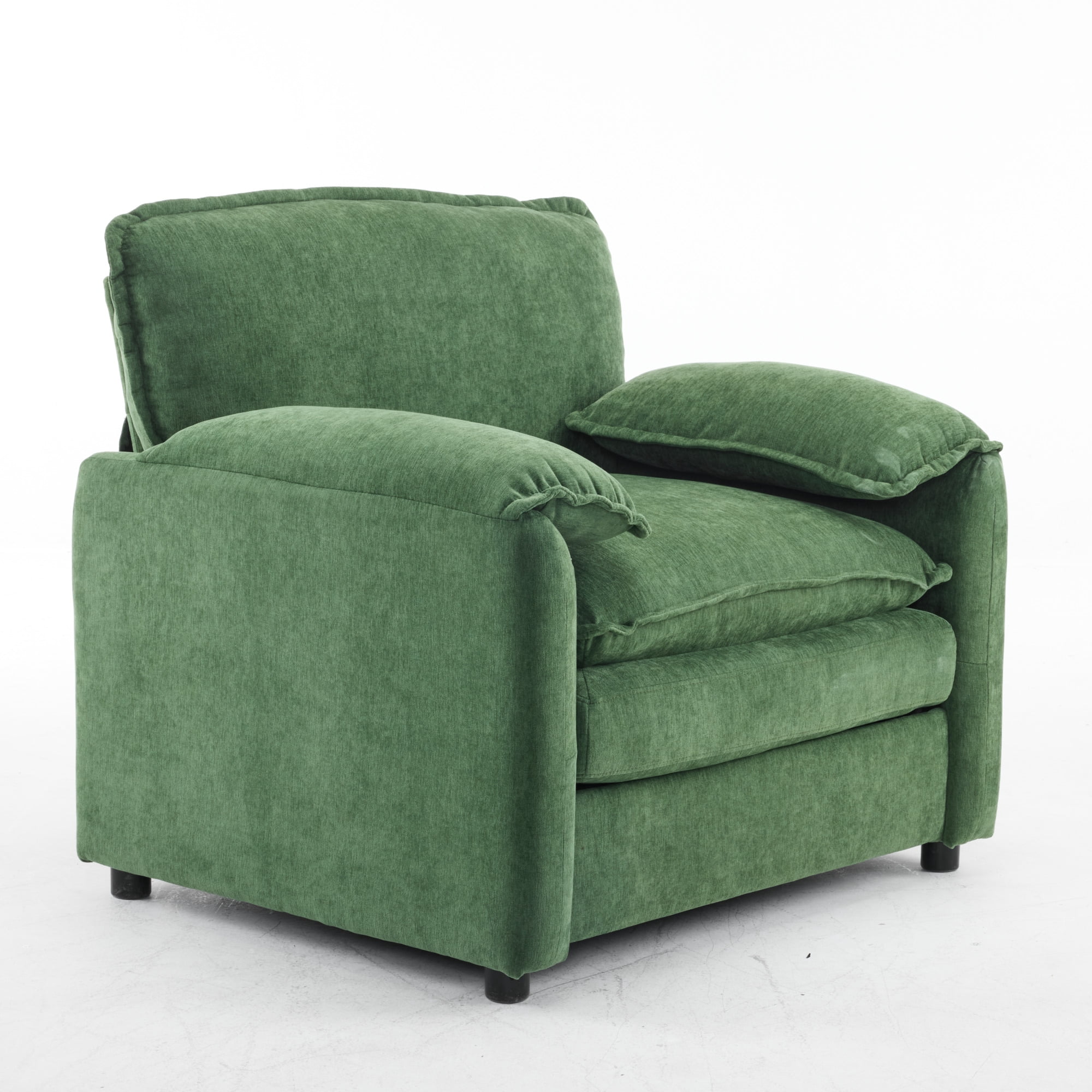 Oversized Chenille Armchair, 38" Upholstered Accent Chair with Thick Comfort Cushions and High Back for Living Room, Bedroom, Office,Green