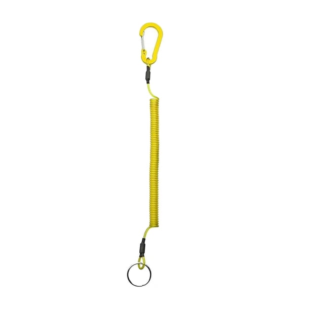 Cordón retráctil seguro en espiral, cordones de pesca, llaveros elásticos de liberación rápida, accesorios con mosquetón para alicates y aparejos amarillo