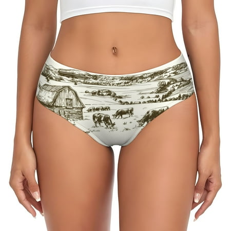Womens Underwear - Cows Grazing On The Meadow 1 No Show Seamless Underwear for Women  Kawaii Soft Stretch Women s Panties  Hipster Ladies Panties Bikini Underwear Briefs