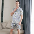 thumbnail image 2 of Aisomnus Men Silk Satin Pajamas Set Short Sleeve Button Down Sleepwear Loungewear with Pockets, 2 of 7