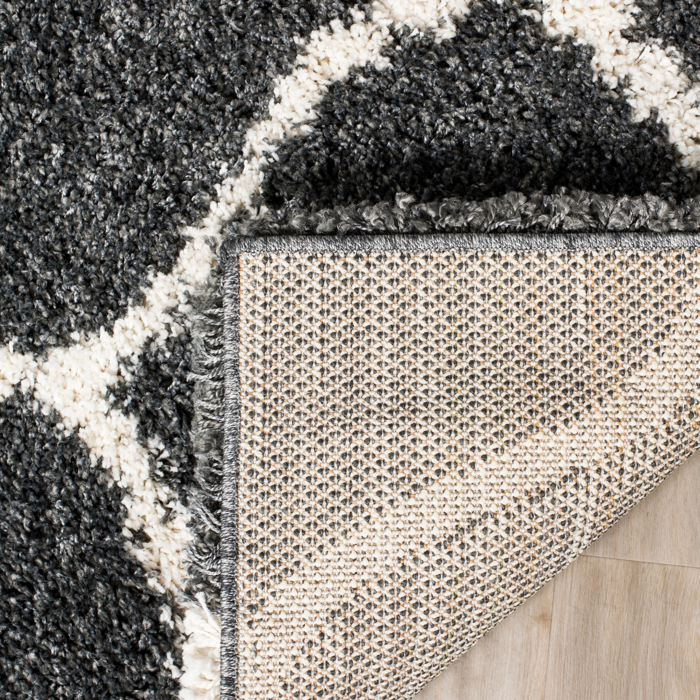 SAFAVIEH Hudson Arline Geometric Shag Area Rug, Dark Grey/Ivory, 4' x 6'