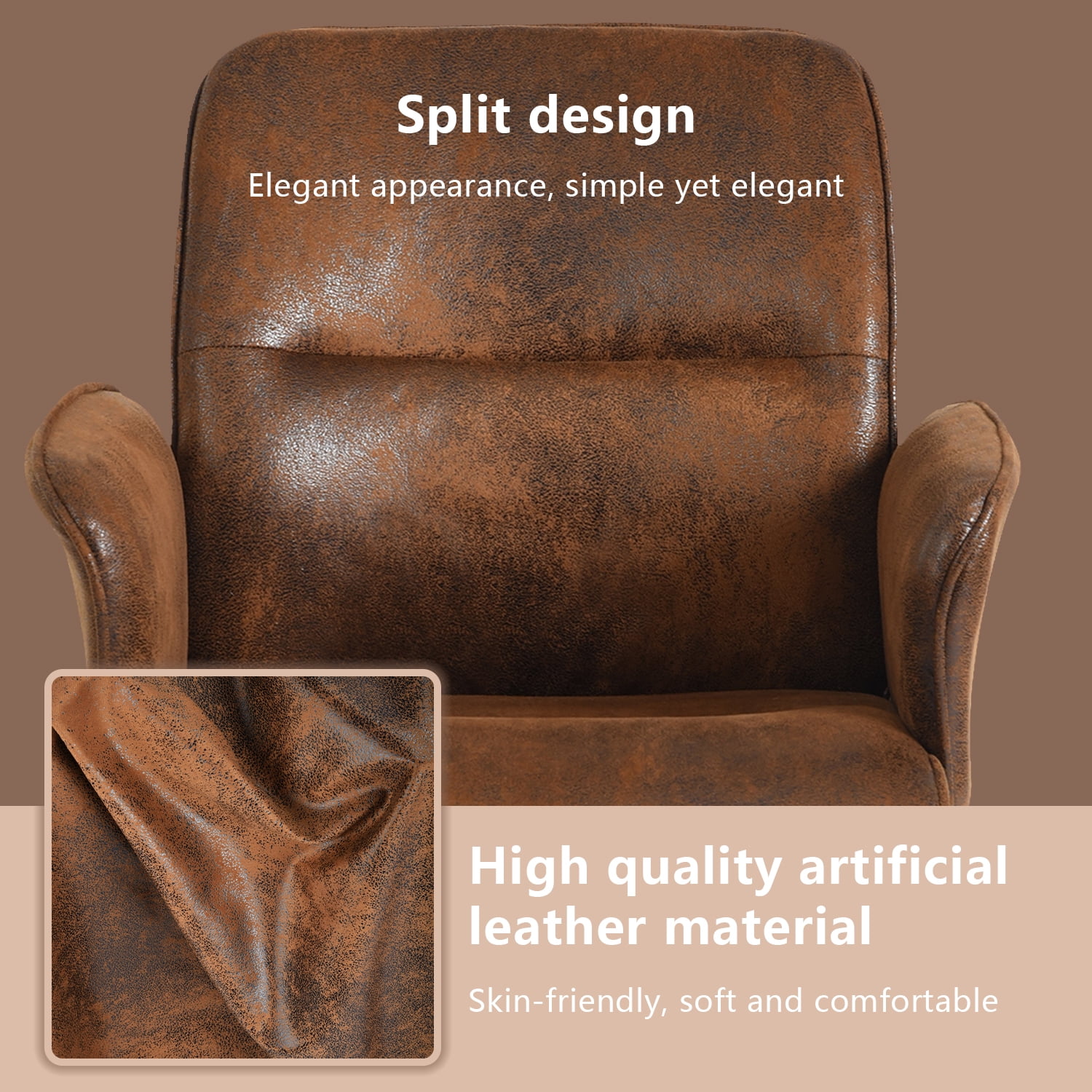 Homy Casa Office Desk Chair, Swivel Height Adjustable Criss-cross Computer Chairs Armchair Brown