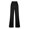 thumbnail image 4 of Clearance Women Cotton Linen Training Pants Elastic High Waist Pull On Stretch Trousers Drawstring Adjustable Wide Leg Long Pants Comfort Casual Running Cycling Workout Sweatpant with Pockets, 4 of 6