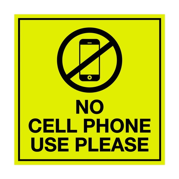 Square No Cell Phone Use Please Sign (Yellow / Black) - Large