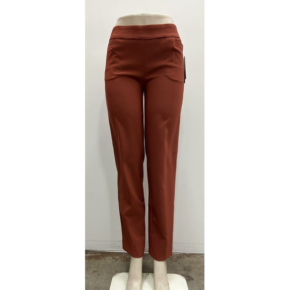 Zac & Rachel solid pull on slim leg back pockets Pants , Russet , 6