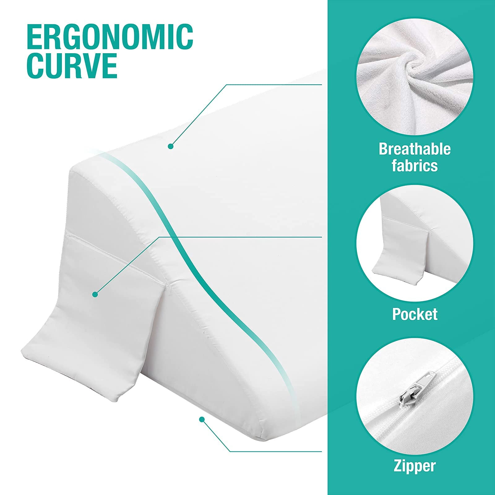 Queen Size Bed Wedge Pillow For Headboard Gap/mattress Gap Filler/bed Filler Fill 0-6" Between And Mattress 60"x10"x6"-white