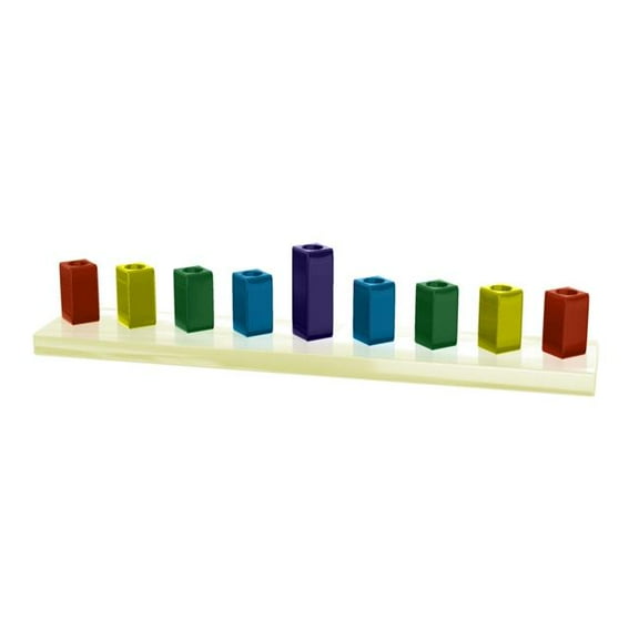 Nua 59046 14 x 2 x 2 in. 9 Piece Enamel Finish Strip Menorah, Rainbow