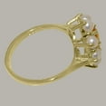 thumbnail image 4 of LBG British Made 14k Yellow Gold Natural Citrine & Cultured Pearl Womens Cluster Ring - 33 size options - Size 11.25, 4 of 6