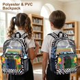 thumbnail image 4 of ZIATUBLES Zebra Tropical Flowers Print Clear Backpack Heavy Duty, Fabric & PVC Transparent Backpack with Front Pockets & Side Mesh, See Through Bookbag for School College Security, 4 of 7