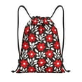 thumbnail image 1 of Xecao Red Floral Pattern Sports Drawstring Backpack - String Swim Gym Bag with Wet Proof Pocket for Women&Men-Small, 1 of 6