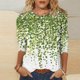 thumbnail image 1 of ICHUANYI Clearance Women's Fashion Printed T-shirt Mid-length 3/4 Sleeves Blouse Round Neck Casual Tops(Green, L) ICHUANYI WER2023081010940, 1 of 4