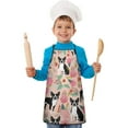 thumbnail image 2 of Pink Boston Terrier and Flower Kids Aprons for Girls and Boys,Adjustable Neck Strap Toddler Aprons for Kids Cooking Baking, 2 of 7