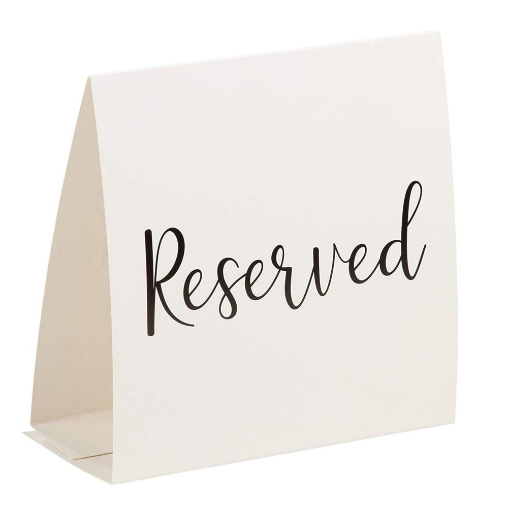 50Pack Reserved Table Signs White Reserved Tent Cards with Large