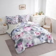 thumbnail image 4 of Manfei Cartoon Grey Pink Butterfly 7-Piece Twin Bedding Sets, Dreamy Watercolor Bedding Comforter Set, Teens Kids Girls Female Reversible Sheet Sets, Luxury Bedroom Decor, 4 of 8