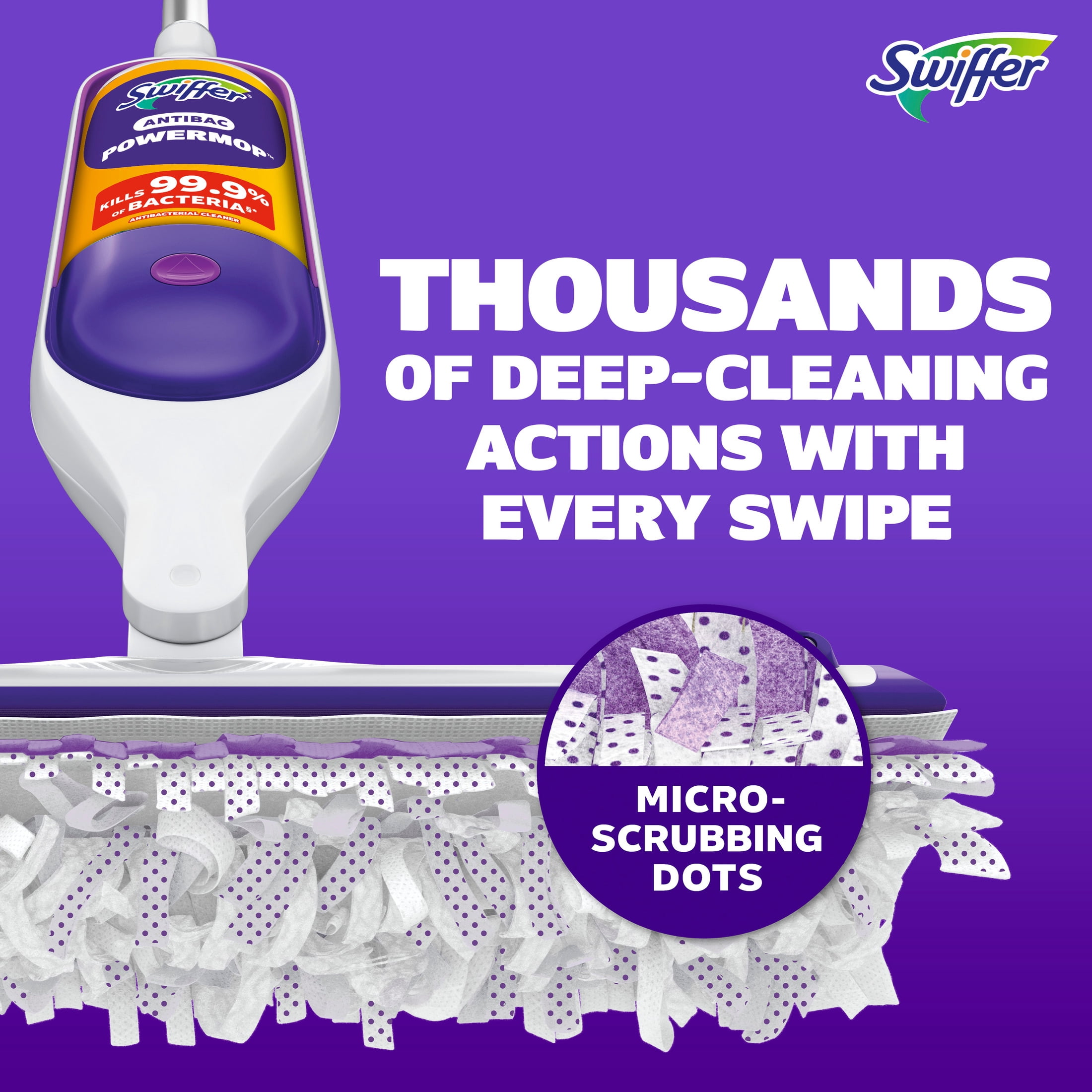 Swiffer PowerMop Anti-Bacterial Refill Solution, Lemon, 2-Pack