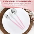thumbnail image 5 of Smarty Silver with Pink Handle Moderno Disposable Plastic Dinner Forks 240ct, 5 of 5
