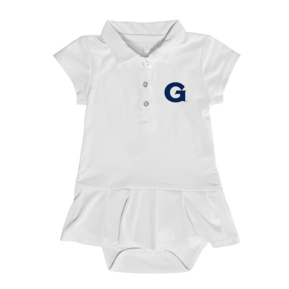 Girls Infant Garb  White Georgetown Hoyas Caroline Cap Sleeve Polo Dress