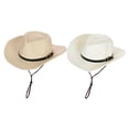 thumbnail image 1 of 2 piezas Sombreros de paja de vaquero BLESIY Sombrero occidental Sombrero de jardín de ala Blanco, 1 of 8