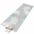 thumbnail image 2 of Floral Pattern Washable Runner Rugs 2'x6', Outline White Indigo Chrysanthemum Graphic Low Pile Throw Entryway Rug Non-Slip Sturdy Edge Binding Carpet for Indoor Bedside Entrance Bedside, 2 of 9