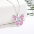 thumbnail image 2 of Diamond Pink Butterfly Necklace for Women 925 Sterling Silver Butterfly Pendant Necklace Butterfly Jewelry Birthday for Mom Wife Girlfriend Daughter Her, 2 of 5