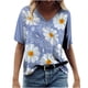 thumbnail image 1 of Camiseta informal para mujer con estampado floral y cuello en V, manga corta, jersey, blusa, tops Fridja  bn6005, 1 of 5
