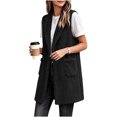 thumbnail image 7 of Kinrui Long Fuzzy Vests for Women Soft Cozy Sleeveless Sherpa Jacket Shawl Collar Open Front Fleece Cardigan Casual Lightweight Outerwear with Pockets Black XL, 7 of 7