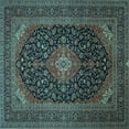thumbnail image 1 of Ahgly Company Indoor Square Medallion Light Blue Traditional Area Rugs, 4' Square, 1 of 4