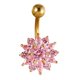 thumbnail image 1 of s de de circonita con flores , barra de , joyería para perforaciones corporales Sunnimix Anillo del ombligo, 1 of 8