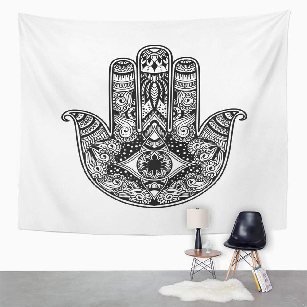 JSDART Outline Hamsa Hand Symbol Fatima Religious Sign with All Seeing Eye Vintage Boho Wall Art Hanging Tapestry Home Decor for Living Room Bedroom Dorm 60x80 inch Walmart
