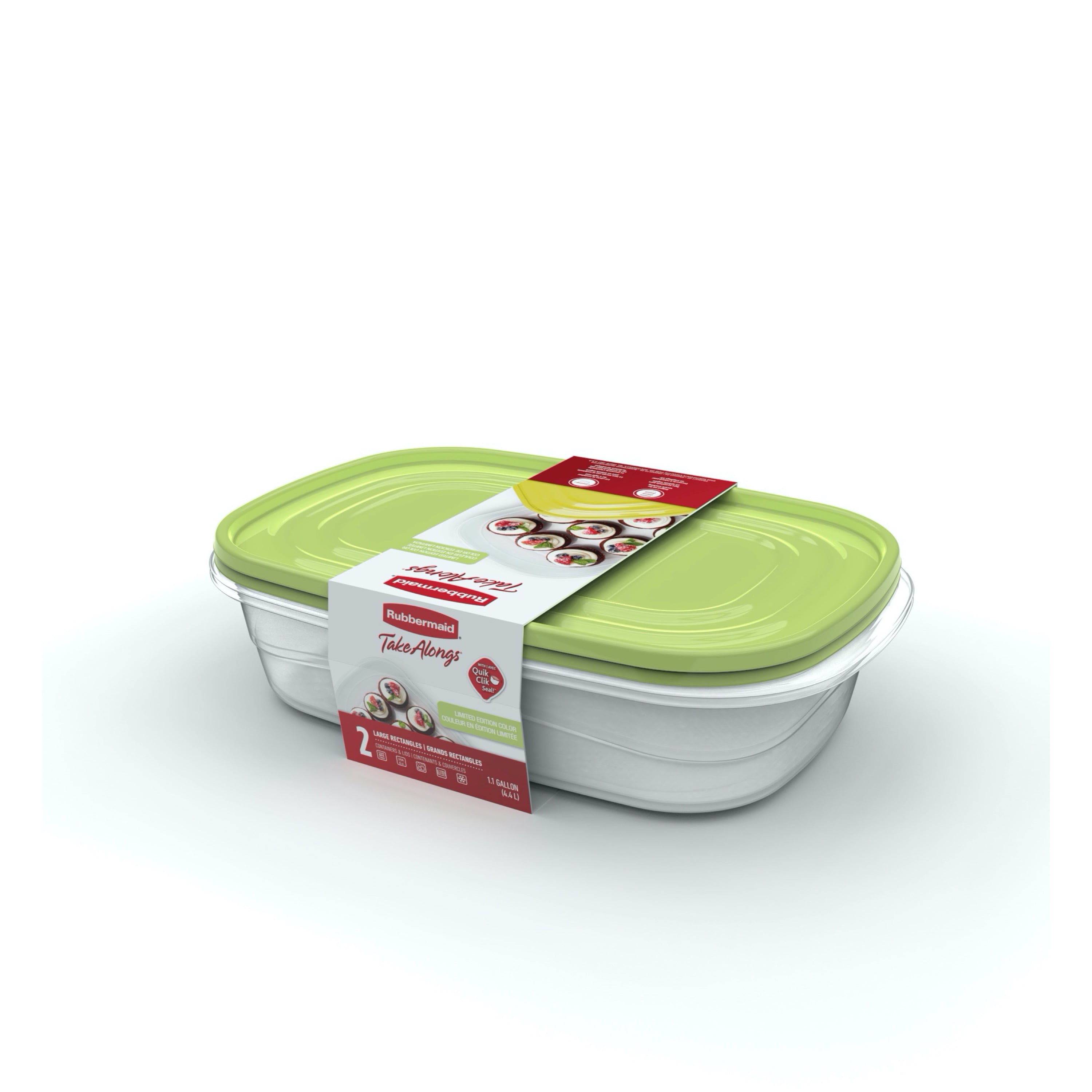 Rubbermaid Take Alongs Containers + Lids Rectangles With Quik Clik Seal  Large 1 Gallon - 2 Count - Tom Thumb