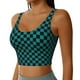 thumbnail image 2 of Balery Black And Teal Checkerboard Sujetadores deportivos con espalda cruzada para mujer, acolchados, sin costuras, de alto impacto, ideales para yoga, gimnasio, entrenamiento y fitness.-X-Large, 2 of 8