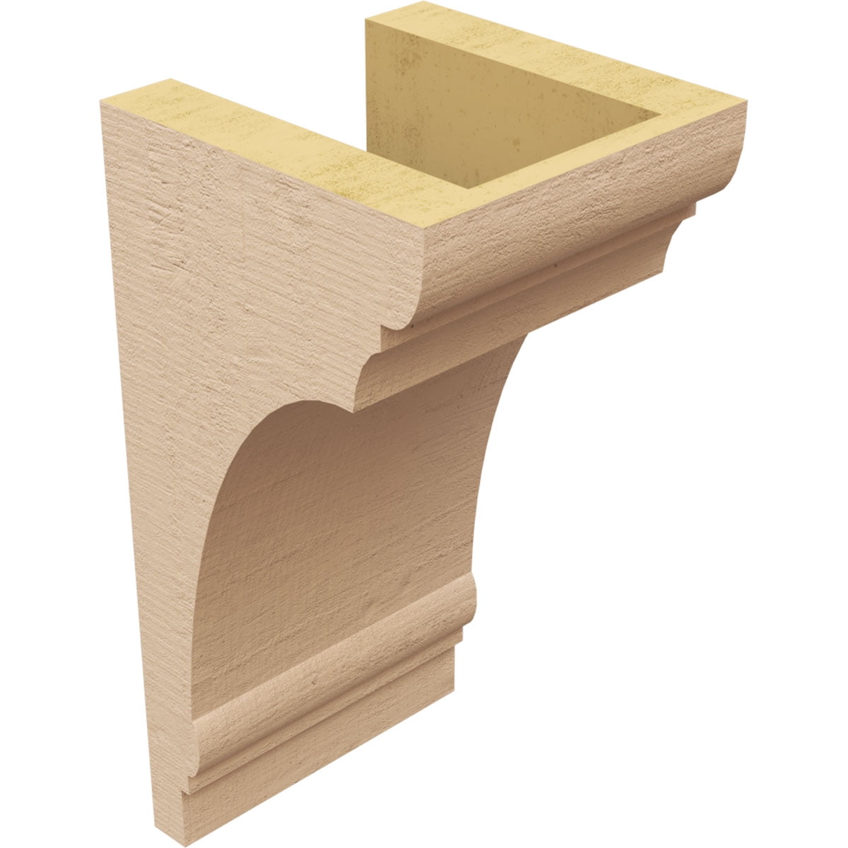 5"W x 5"D x 10"H Wide Hughes Rough Cedar Woodgrain TimberThane Corbel, Primed Tan