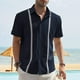 thumbnail image 1 of pstuiky Camisas casuales de manga corta para hombre, Camisa informal de manga corta con botones y cuello redondo a la moda para hombre camisetas de hombre m, 1 of 7