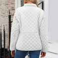 thumbnail image 7 of Women Quilted Barn Jacket Snap Button Diamond Long Sleeve Puffer Coat Outerwear with Pockets Warm, 7 of 7