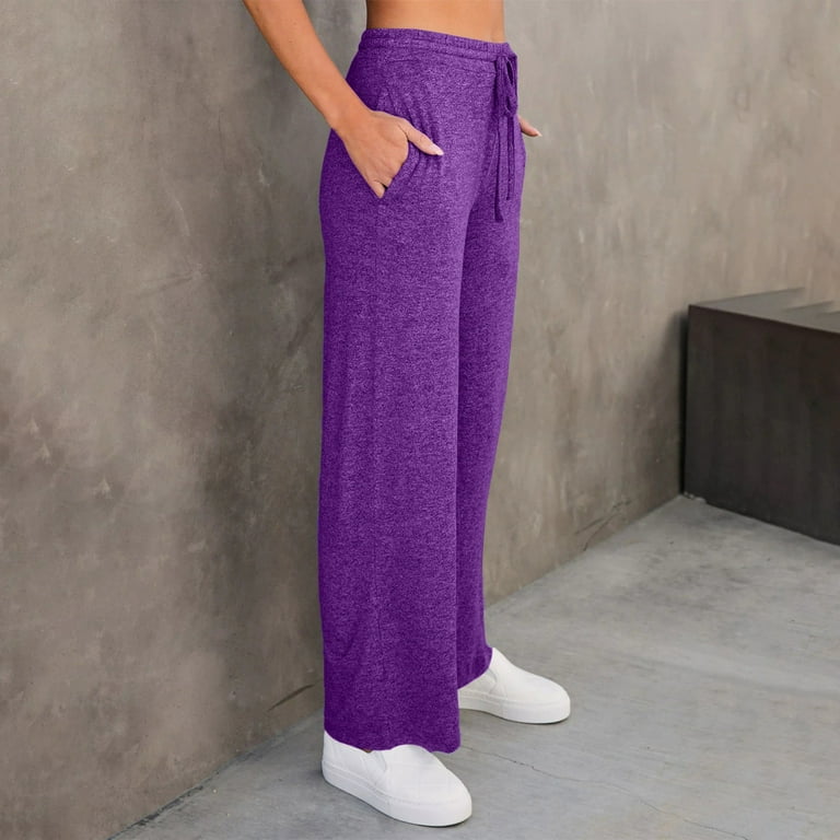  Women Wide Leg Yoga Flowy Pants Casual Loose High Waisted Comfy  V Crossover Tummy Control Straight Leg Joggers Sweatpants Workout Leggings  Dress Pants Pajama Pants with Pockets for Gym Sports Athletic 
