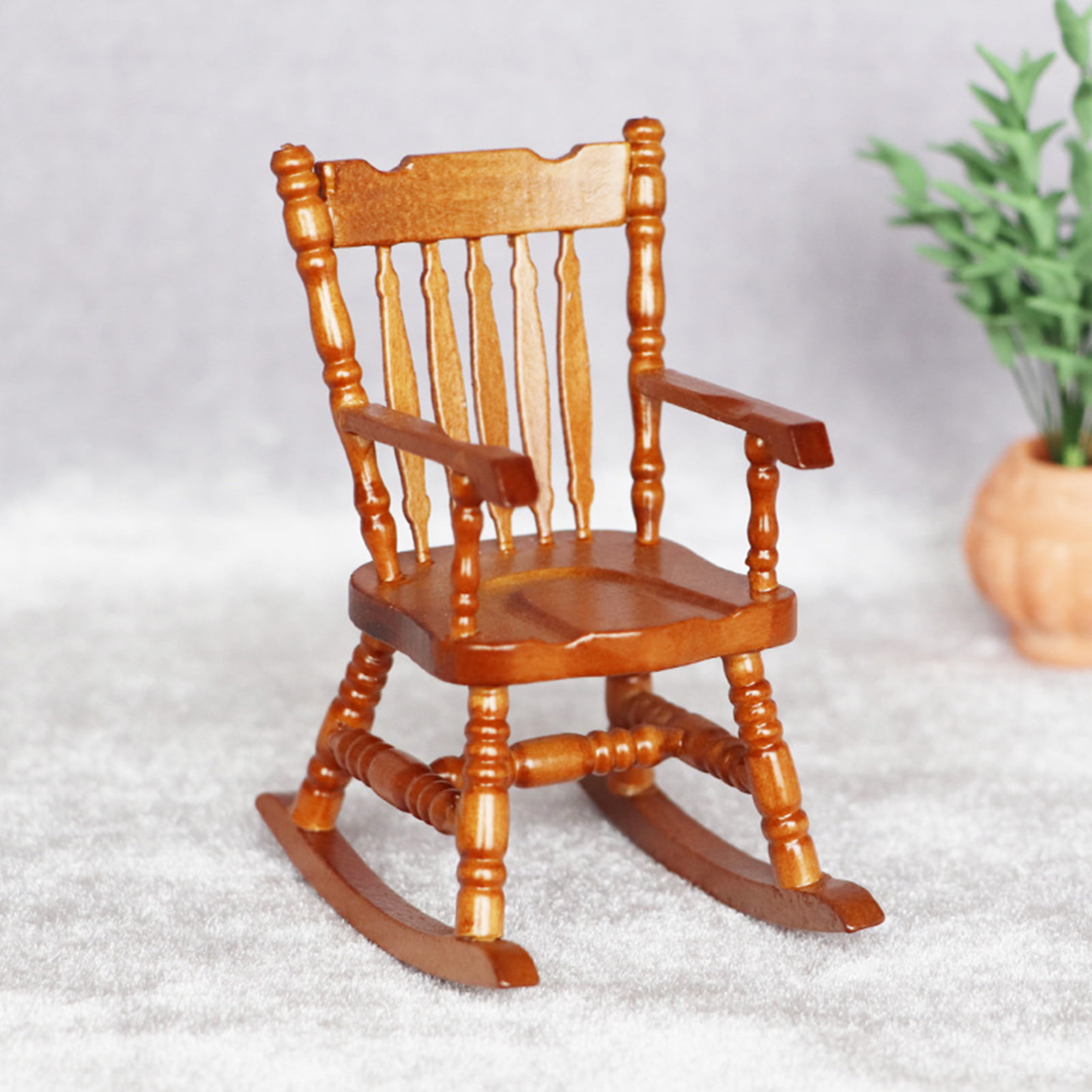 7haofang 5Pcs/Set Dining Table Chair Dollhouse Miniature Decorative Wooden Furniture