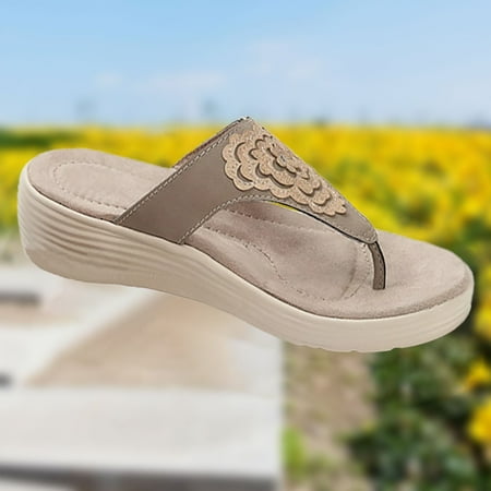 

VKEKIEO Round Toe Slippers For Women High Heel Platform Brown