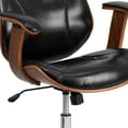 thumbnail image 4 of Flash Furniture Mid-Back Black LeatherSoft Executive Ergonomic Wood Swivel Office Chair with Arms, 4 of 13