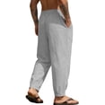 thumbnail image 3 of TANBOM Men's Loose Fit Cotton Casual Drawstring Pants, Gray, 1-Pack, 2XL, 3 of 8