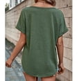 thumbnail image 4 of Green Summer Shirt with Front Button & Breathable Comfort, Size XL V-Neck Short Sleeve Tee Bienvenido, 4 of 7