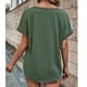 thumbnail image 5 of Camisa verde de verano transpirable con detalle de botones en el frente, talla L, camiseta de manga corta con cuello en V, 5 of 7