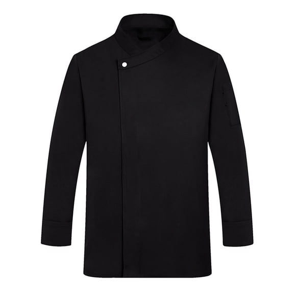 Nokdvo Manteau de Chef pour Hommes Grande Taille à Boutons Respirant à Manches Longues Vestes de Travail Printemps Été Coupe Décontractée Uniforme avec Poche, Noir TG