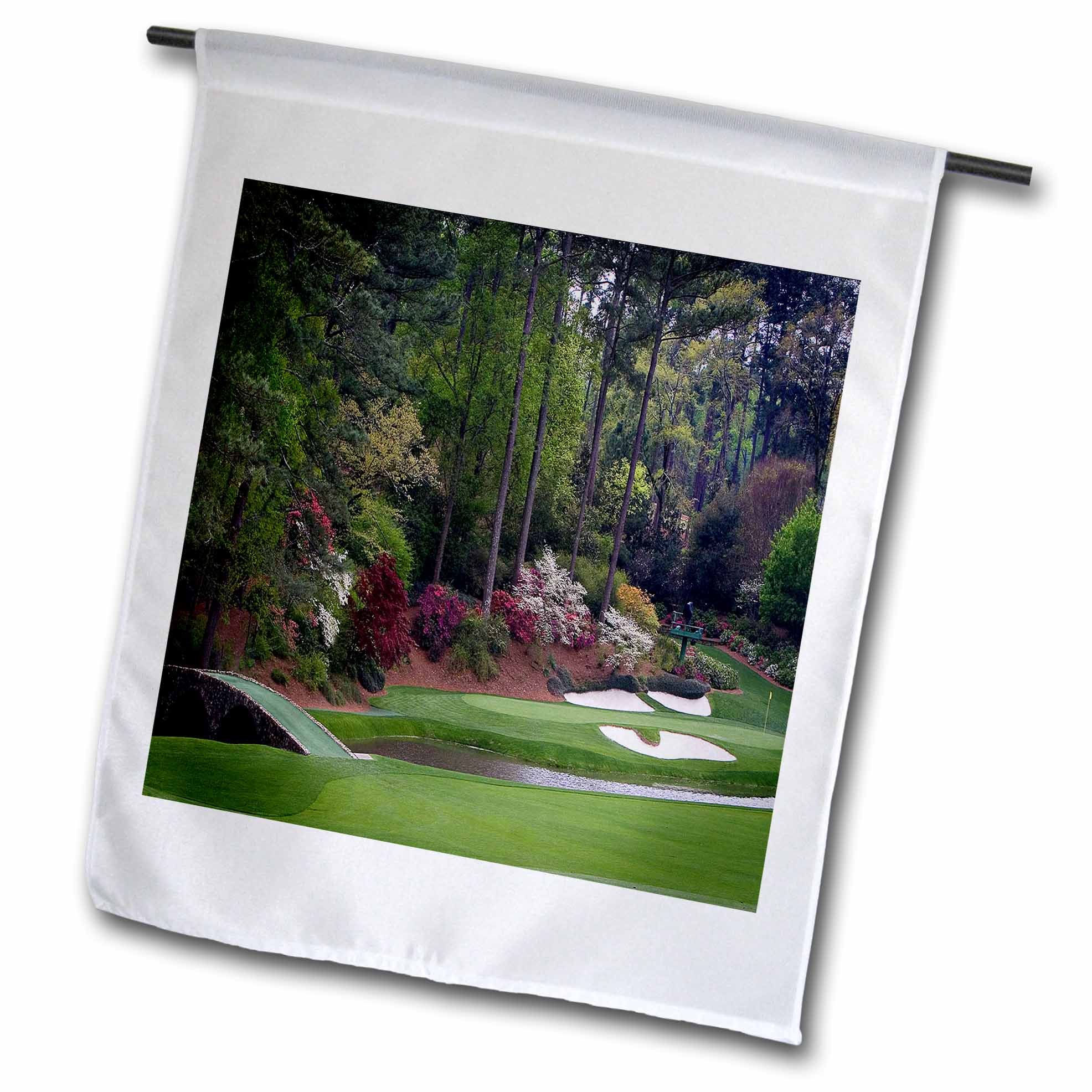 3dRose Augustas Amen Corner Golf Course Golfers on Bridge Garden