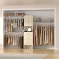 thumbnail image 7 of iSunirm 120" Large Closet System with Drawers and Doors, 10FT Heavy Duty Closet Organizer System with Hanging Rods and Shelf Towers, Walk-in Closet for Bedroom, 1300+ LBS Weight Capacity, White Oak, 7 of 7